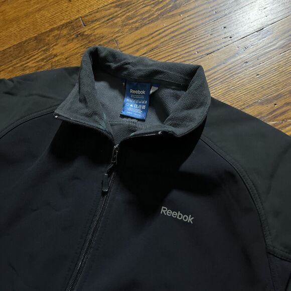 Reebok Black Soft Shell Full Zip Insulated Jacket Sz Small Windbreaker Gorpcore - Picture 2 of 11
